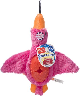Hartz Squeak and Treat Duck Squeaky Treat Dispenser Dog Toy, Color Varies