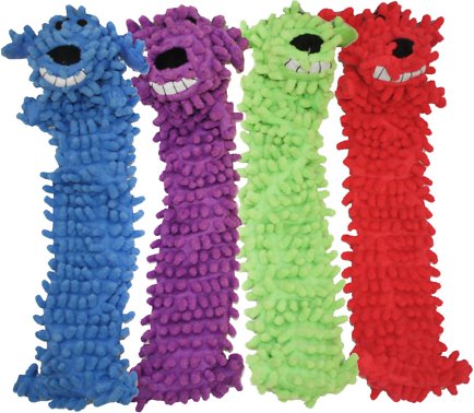 Multipet Loofa Floppy Light-Weight Squeaky Stuffing-Free Dog Toy, Color Varies, 12-in