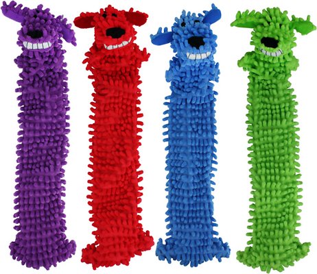 Multipet Loofa Floppy Light-Weight Squeaky Stuffing-Free Dog Toy, Color Varies, 18-in