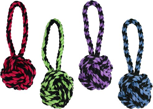 Multipet Nuts for Knots Heavy Duty Rope with Tug Dog Toy, Color Varies, Medium