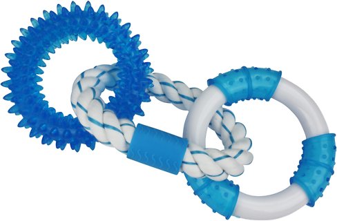 Multipet Canine Clean Mint Rings Tough Dog Chew Toy, Blue