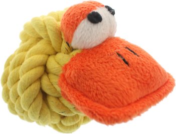 Multipet Rope Head Squeaky Ball Dog Toy, Duck