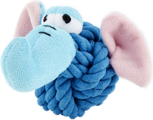 Multipet Rope Head Squeaky Ball Dog Toy, Elephant