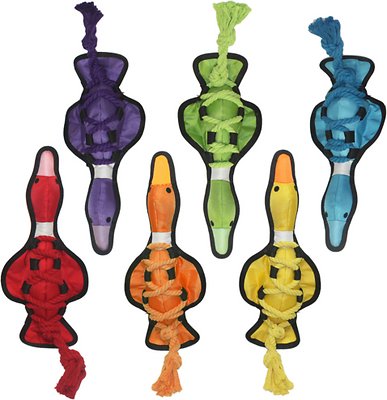 Multipet Cross-Ropes Squeaky Plush Dog Toy, Duck