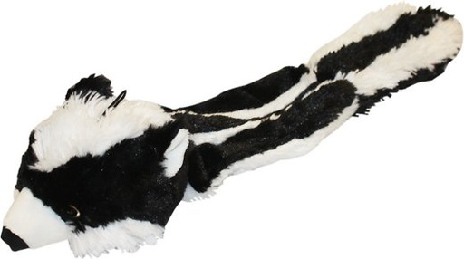 Multipet Bouncy Burrow Buddies Squeaky Stuffing-Free Plush Dog Toy, Skunk