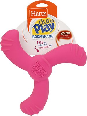 Hartz Dura Play Boomerang Bacon Scented Squeaky Latex Dog Toy, Color Varies