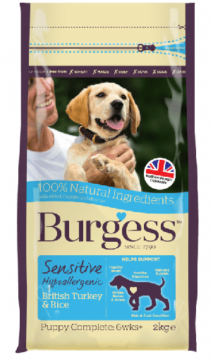 BURGESS SENSITIVE PUPPY TURKEY&amp;RICEDRY DOG FOOD12.5KG