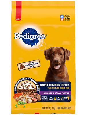 PEDIGREE With Tender Bites Complete Nutrition Adult Dry Dog Food Chicken &amp; Steak Flavor Dog Kibble 7.2kg