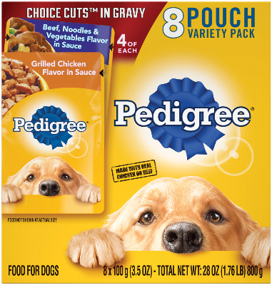 PEDIGREE CHOICE CUTS 8ct Beef, Noodles &amp; Vegetables Flavor in Sauce and Grilled Chicken Flavor in Sauce Wet Dog Food 800g