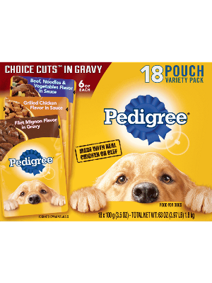 PEDIGREE CHOICE CUTS in Gravy18ct Filet Mignon Flavor in Gravy, Grilled Chicken Flavor in Sauce and Beef, Noodles and Vegetables Flavor in Sauce Wet Dog Food 1.8kg