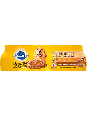 PEDIGREE Chopped Ground Dinner Filet Mignon &amp; Bacon Flavor and Bacon &amp; Cheese Flavor Wet Dog Food 12cans 375g