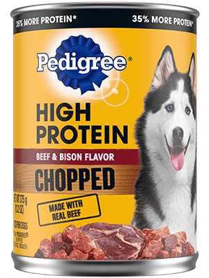 PEDIGREE HIGH PROTEIN Adult Chopped Beef &amp; Bison Flavor Wet Dog Food 375g