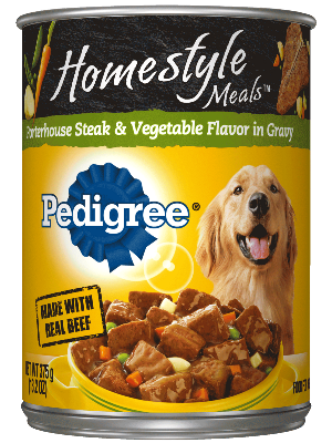 PEDIGREE Homestyle Meals Porterhouse Steak and Vegetable Flavor in Gravy Wet Dog Food 375g