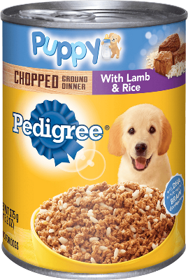 PEDIGREE PUPPY Complete Nutrition - Chopped Ground Dinner with Lamb &amp; Rice Wet Dog Food 375g