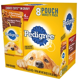 PEDIGREE CHOICE CUTS in Gravy 8 pouch Grilled Chicken Flavor in Sauce &amp; Filet Mignon Flavor Wet Meaty Dog Food Variety Pack 800g