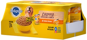 PEDIGREE Chopped Ground Dinner 6can with Chicken Wet Dog Food Multipack 2.3kg