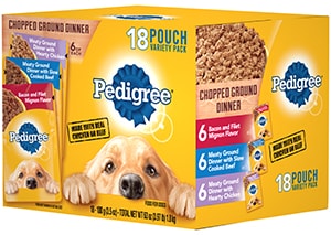 PEDIGREE Chopped Ground Dinner 18pouch Wet Meaty Dog Food Variety Pack 1.8kg