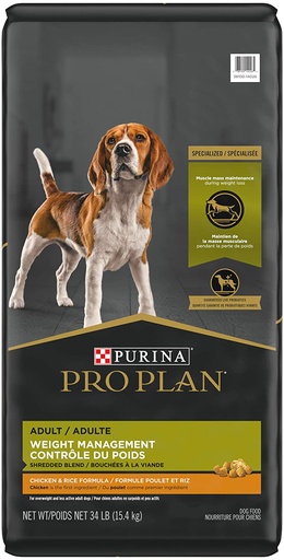 PURINA Pro Plan Adult Weight Management Shredded Blend Chicken &amp; Rice Formula 15.4kg