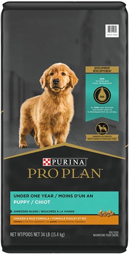 PURINA Pro Plan Puppy Shredded Blend Chicken &amp; Rice Formula with Probiotics Dry Dog Food 15.4kg