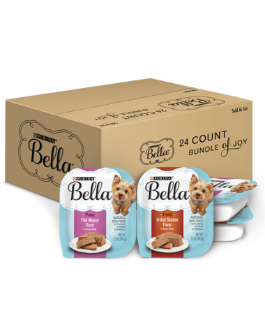 PURINA Bella Paté Grilled Chicken &amp; Filet Mignon Flavor, 24 Variety Pack In Savory Juices Wet Small Dog Food 2.4kg