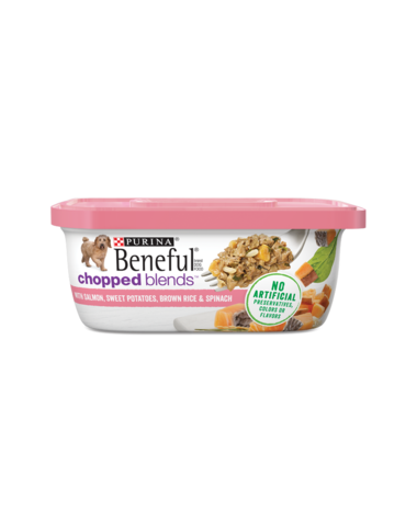 PURINA Beneful Chopped Blends with Salmon, Sweet Potatoes, Brown Rice &amp; Spinach Case of 8 Wet Dog Food 283g