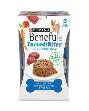 PURINA Beneful IncrediBites with Beef, Tomatoes, Carrots, and Wild Rice 3 Can Small Wet Dog Food 255g