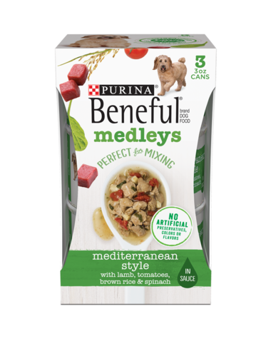 PURINA Beneful Medleys Mediterranean Style Pack of 3 Canned Dog Food 255g