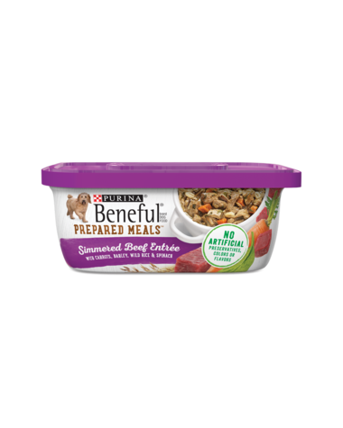 PURINA Beneful Prepared Meals Simmered Beef Entree with Carrots, Barley, Wild Rice &amp; Spinach Case of 8 Wet Dog Food 283g