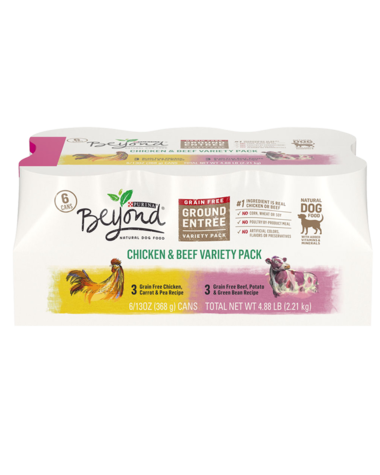 Purina Beyond Grain-Free Chicken &amp; Beef Variety Pack of 12 Canned Dog Food 4.42kg