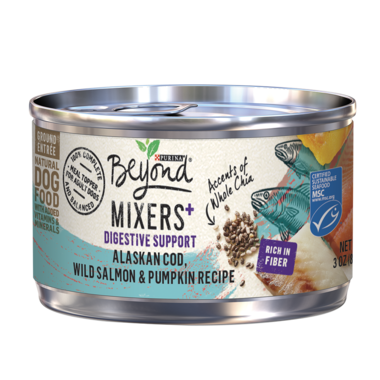 PURINA Beyond Mixers+ Digestive Support for Dogs Alaskan Cod, Wild Salmon &amp; Pumpkin Recipe With Accents of Whole Chia 85g