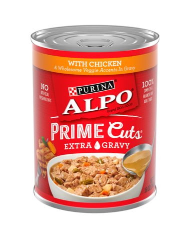 PURINA ALPO Prime Cuts® Chicken &amp; Wholesome Veggie Accents Wet Dog Food 368g