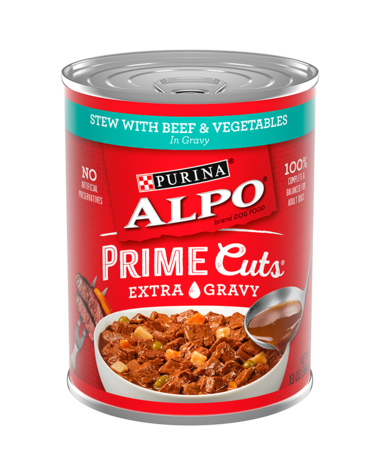 PURINA ALPO Prime Cuts Stew With Beef &amp; Vegetables in Gravy Wet Dog Food 368g