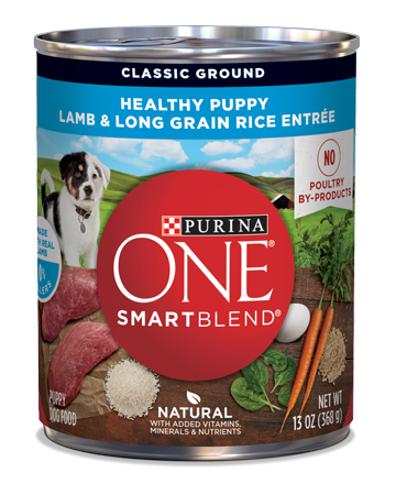 PURINA ONE SmartBlend Classic Ground Healthy Puppy Lamb &amp; Long Grain Rice Entrée Case of 12 Wet Dog Food 368g