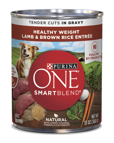 PURINA ONE SmartBlend Tender Cuts In Gravy Healthy Weight Lamb &amp; Brown Rice Entrée Case of 12 Wet Dog Food 368g