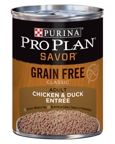 PURINA Pro Plan SAVOR Grain Free Adult Classic Chicken &amp; Duck Entrée Case of 12 Wet Dog Food 368g