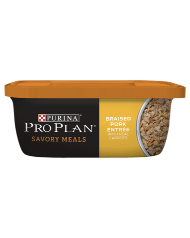 PURINA Pro Plan Savory Meals Braised Pork Entrée With Real Carrots Case of 8 Wet Dog Food 283g