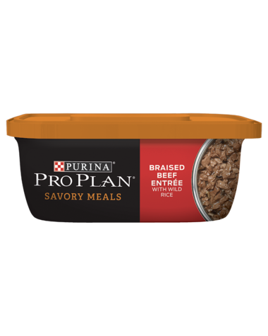 PURINA Pro Plan Savory Meals Braised Beef Entrée With Wild Rice Case of Wet Dog Food 283g