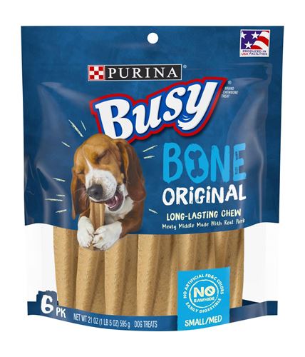 PURINA Busy Bone Original Chew for Small/Medium 6Pk Pouch Dogs Treats 595g