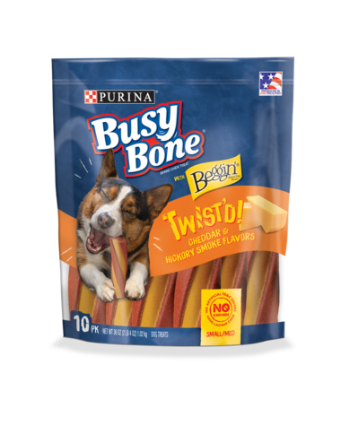 PURINA Busy Bone with Beggin' Twist'd Cheddar &amp; Hickory Smoke Flavors Small/Medium 10PK Dog Treats 1.02kg