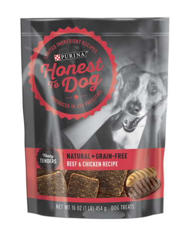 PURINA Honest To Dog Tasty Tenders Beef &amp; Chicken Recipe Grain Free Dog Treats 454g