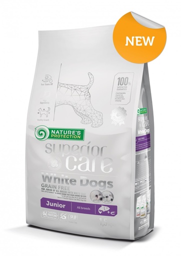 NATURES PROTECTION WHITE DOGS GRAIN FREE SALMON JUNIOR ALL BREEDS COMPLETE DOG FOOD 10kg