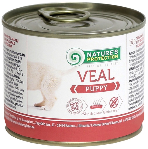 NATURES PROTECTION PUPPY VEAL COMPLETE CANNED DOG FOOD 200g