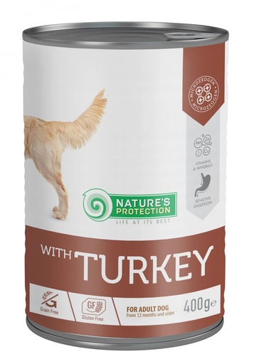 NATURES PROTECTION WITH TURKEY SENSITIVE DIGESTION COMPLETE CANNED DOG FOOD 400g
