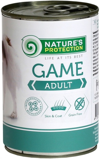 NATURES PROTECTION ADULT GAME COMPLETE ADULT CANNED DOG FOOD 800g