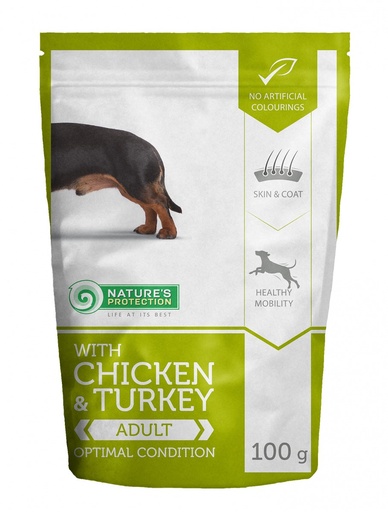 NATURES PROTECTION CHICKEN &amp; TURKEY OPTIMAL CONDITION ADULT WET FOOD POUCHES 100g