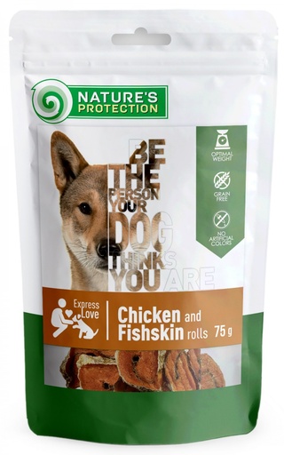 NATURES PROTECTION CHICKEN AND FISHSKIN ROLLS DOG SNACKS 75g
