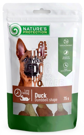 NATURES PROTECTION DUCK DUMBBEL SHAPE DOG SNACKS 75g