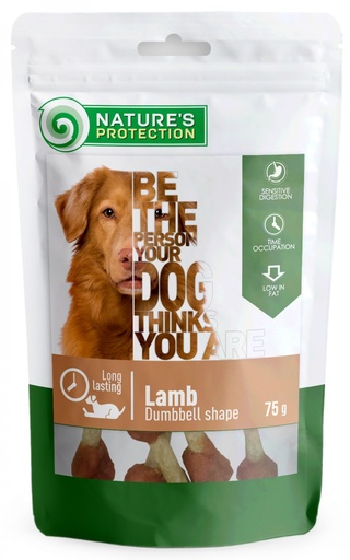 NATURES PROTECTION LAMB DUMBBEL SHAPE DOG SNACKS 75g