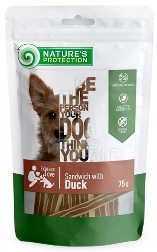 NATURES PROTECTION DUCK SANDWICH DOG SNACKS 75g