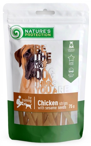 NATURES PROTECTION CHICKEN STRIPS WITH SESAME SEEDS DOG SNACKS 75g